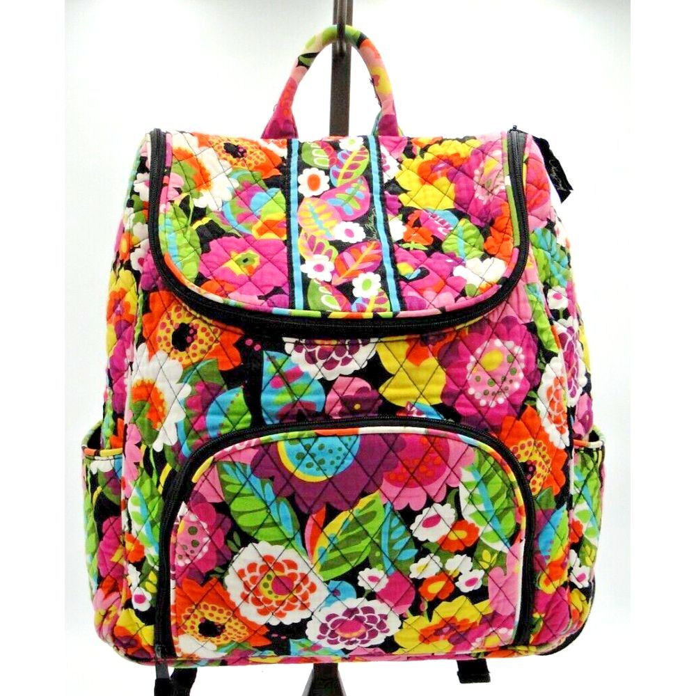 Vera Bradley Va Va Bloom Retired Pattern Backpack 4 Zip Pockets 2 Bottle Holders